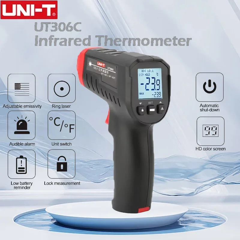 UNI-T nfrared Digital Thermometer Industrial Non-contact Thermometer Digital Gun Temperature Measurement Device UT300S /306C/301 image 2
