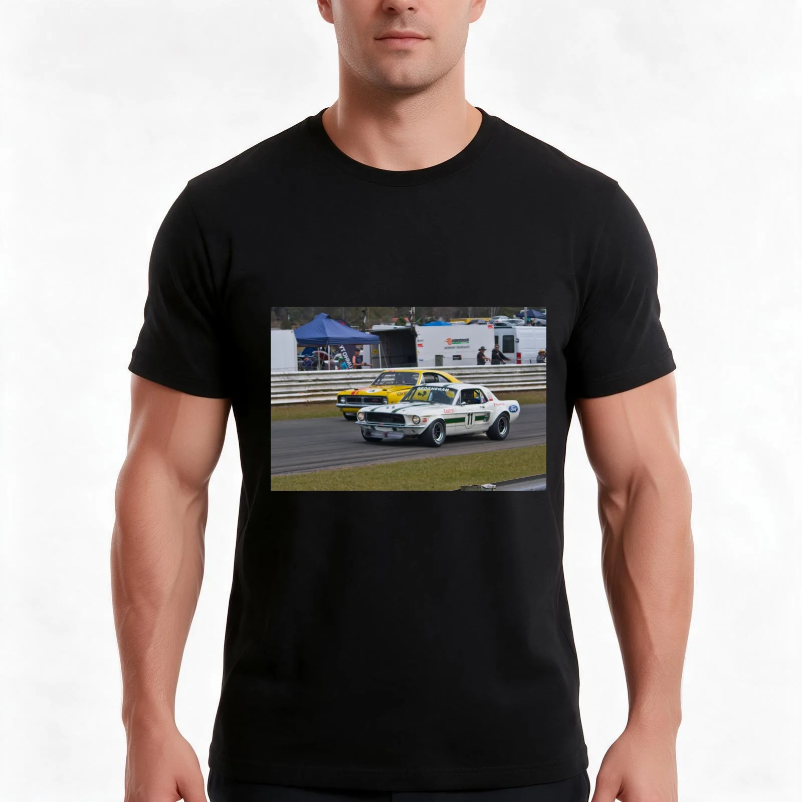 Geoghegan Stang and Beechey Monaro T-Shirt, Summer Casual Cotton Tee, Oversized Streetwear Tops, Vintage Graphic Print