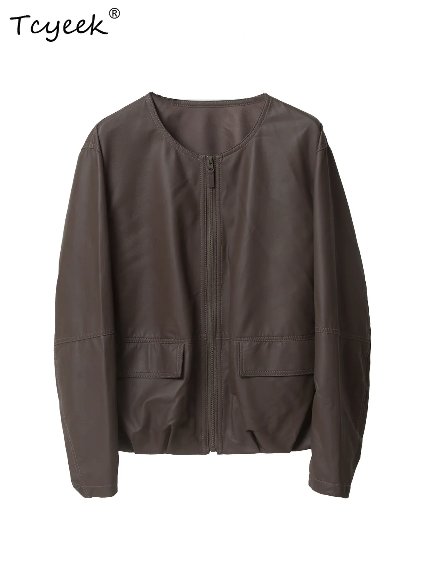 Tcyeek Real Leather Jacket Woman 2026 Sheepskin Motocycle Coat Women Loose Fit Trendy Spring Autumn Clothes Дубленка Женская