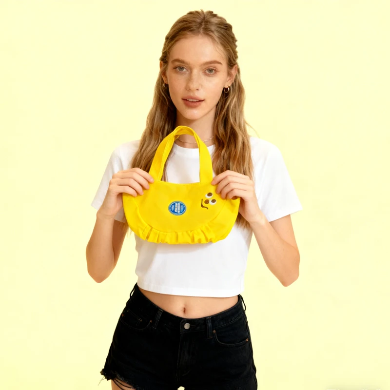 

Fashion Casual Handbag Everyday Organizer Travel Mini Bag Cute Cartoon Embroidered Canvas Bag Office Workers & Moms Portable