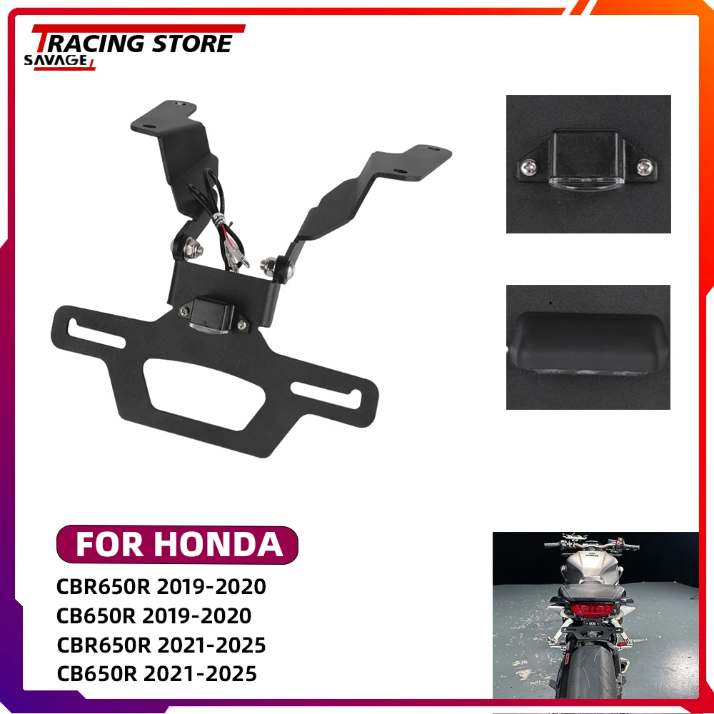 Adjustable Foldable Rear Tail Tidy Fender Eliminator Kit For Honda CBR650R CB650R License Plate Holder with License Plate Light