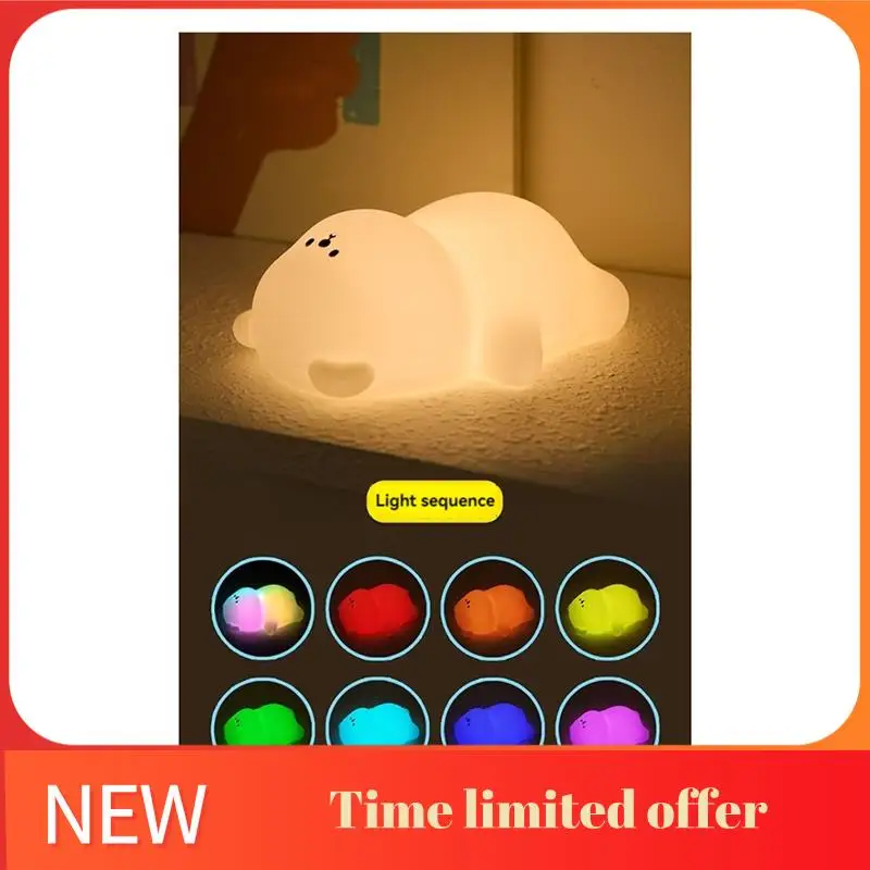 

ABHU Silicone Lying Flat Bear LED Night Light Cute Animal Kids Night Lamp Touch Control USB Rechargeable Lamps For Kid