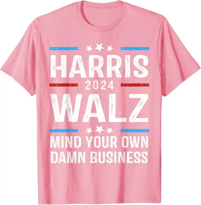 Walz Waltz 2024 Mind Your Own Damn Business T-Shirt Humor Funny Harris Walz Waltz 2024 Retro Vintage Campaign Tee Novelty Gift