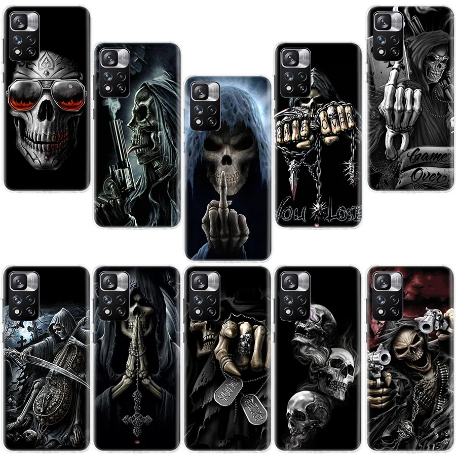 Grim Reaper Skull Skeleton Phone Case For Xiaomi Redmi Note 13 Pro Plus 5G Capa 12 12C 9 9T 9C 10 10C 8 7 6 10A 9A K70 K60 Pro 8