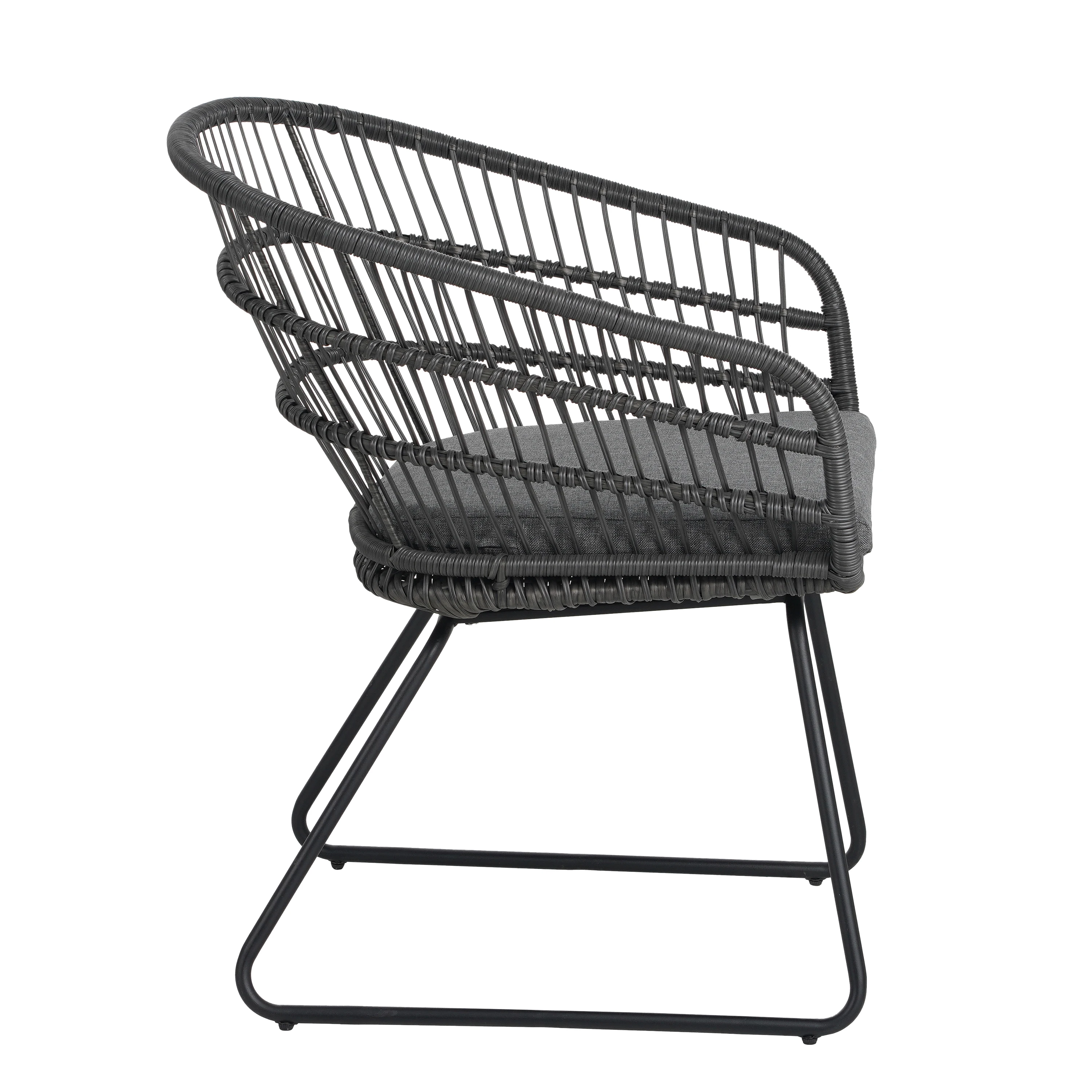 Modern Woven Patio Chairs Set of 2 with Upholstered Seat Perfect for Outdoor Dining & Bistro Spaces with Metal Base for Backyard