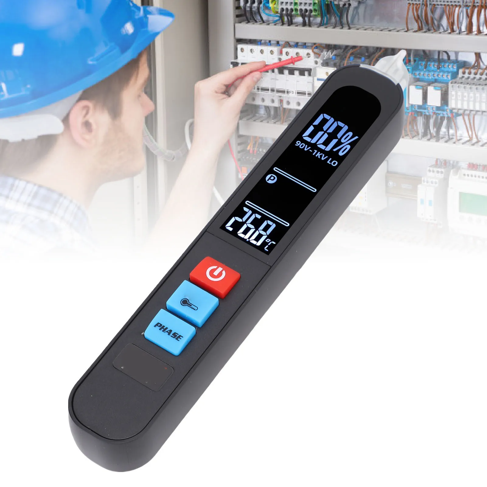 Phase Sequence Meter AC Voltage Tester w/ 3 Phase Rotation Indicator and Signal Percentage 6 Range High Low Sensitivity 3 Alert