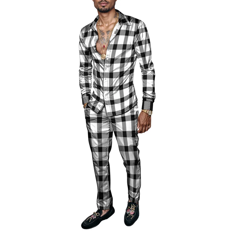 

2025 SpringSummer Shirt Men's 2 Piece Luxury Lightweight Party Long Sleeve Suit Loose Fit Fashion Charm Ropa Hombre