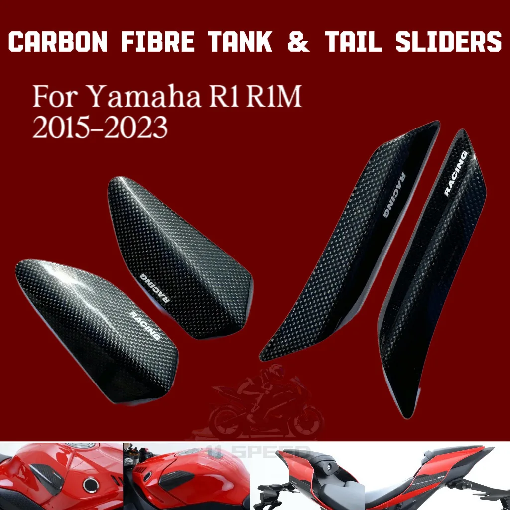 

Fuel Tank Cover with Carbon Fiber For Yamaha YZF-R1 R1 R1M 2015-2023 Slide Protector Tail Decorative Cover moto accessories