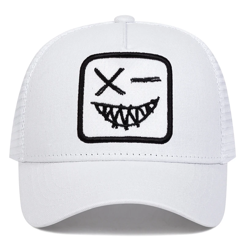 Unisex X Lächelndes Gesicht Zähne Stickerei Baseball-Netzkappen Frühling Sommer Outdoor Sonnenschutz Hut Verstellbare Lässige Trucker-Mützen – Detail 2
