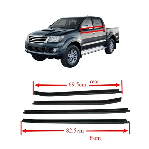 4 Uds 2005-2014 goma de vidrio para ventanas exteriores para Toyota Hilux Protector de vidrio WeatherStrip vidrio laminado exterior 68161-0K010