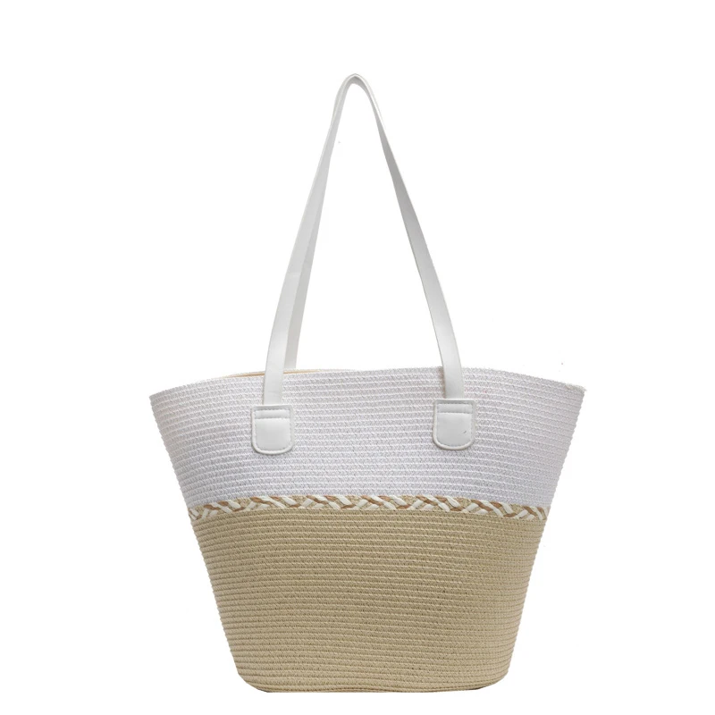 

Large Capacity Woven Beach Tote Bag Women's Summer Vacation Commuter Straw Purse