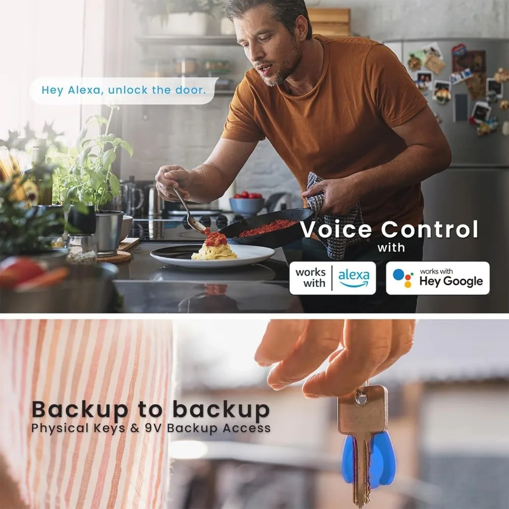 Умный дверной замок Secure Pro Wi-Fi, вход без ключа с PIN Genie ®   Цифровая клавиатура, 3D биометрический датчик отпечатков пальцев, замок для передней двери