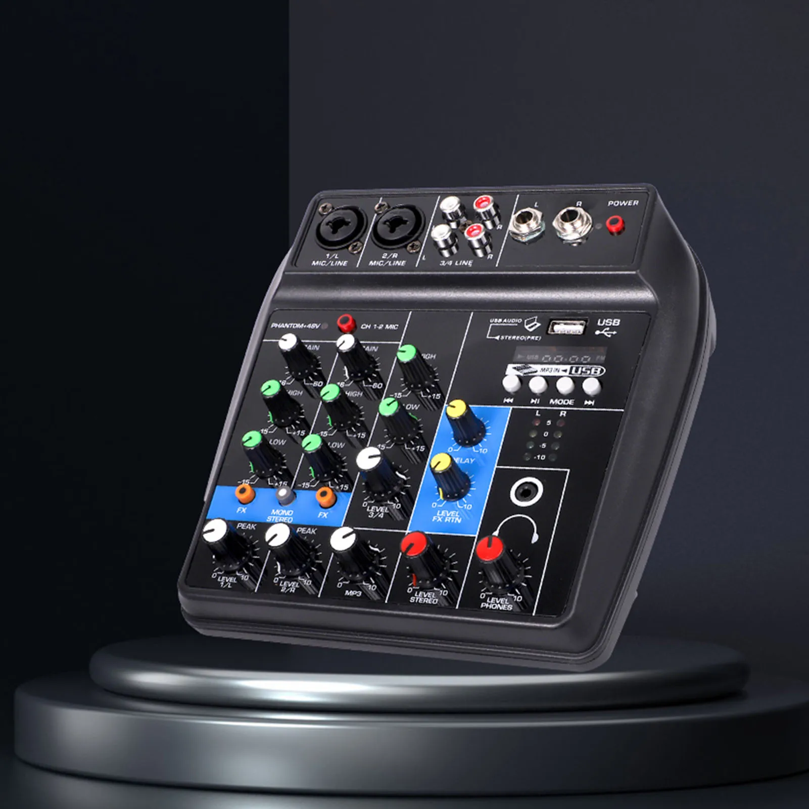 

Sound Mixing Console 4 Channels Desk System Interface Bluetooth-Compatible Music Recording Equipment