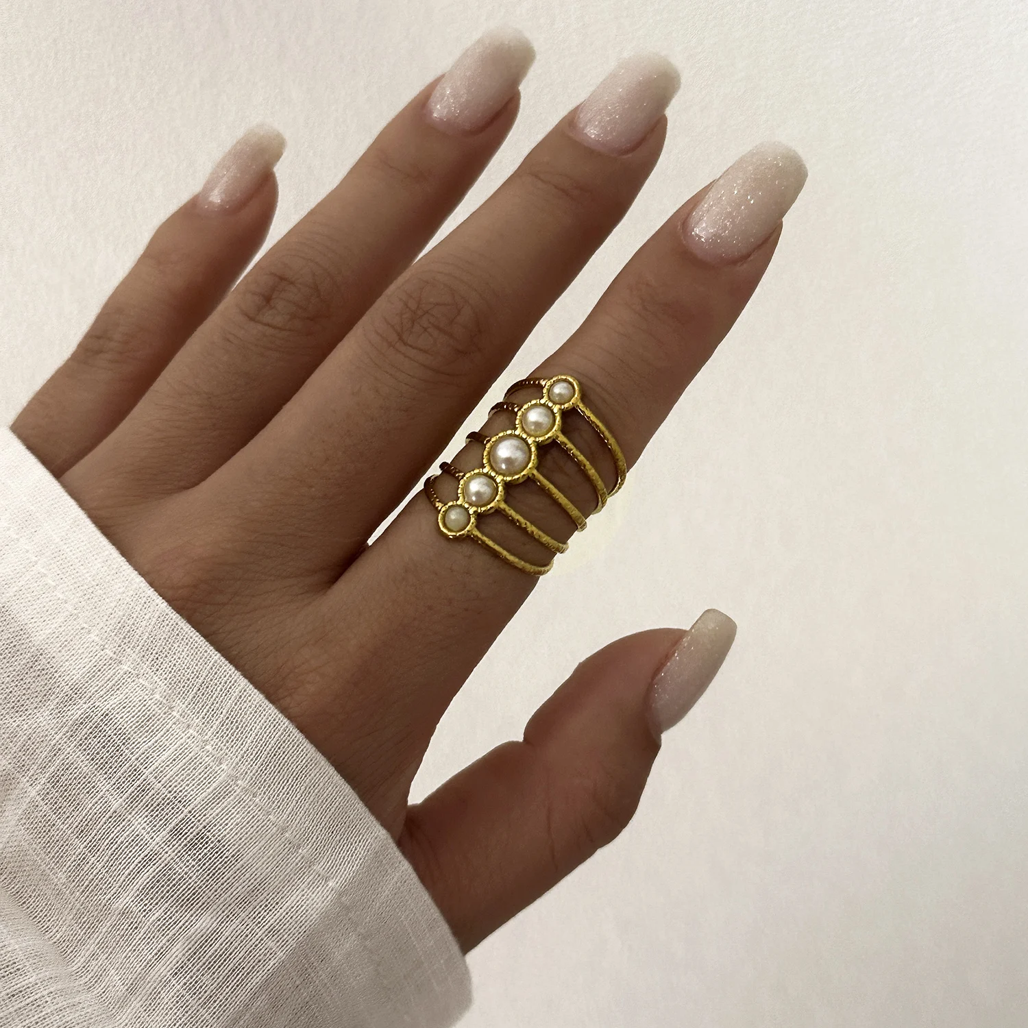 Women's Retro Gold Plated Evil Eye Stackable Ring, Trendy