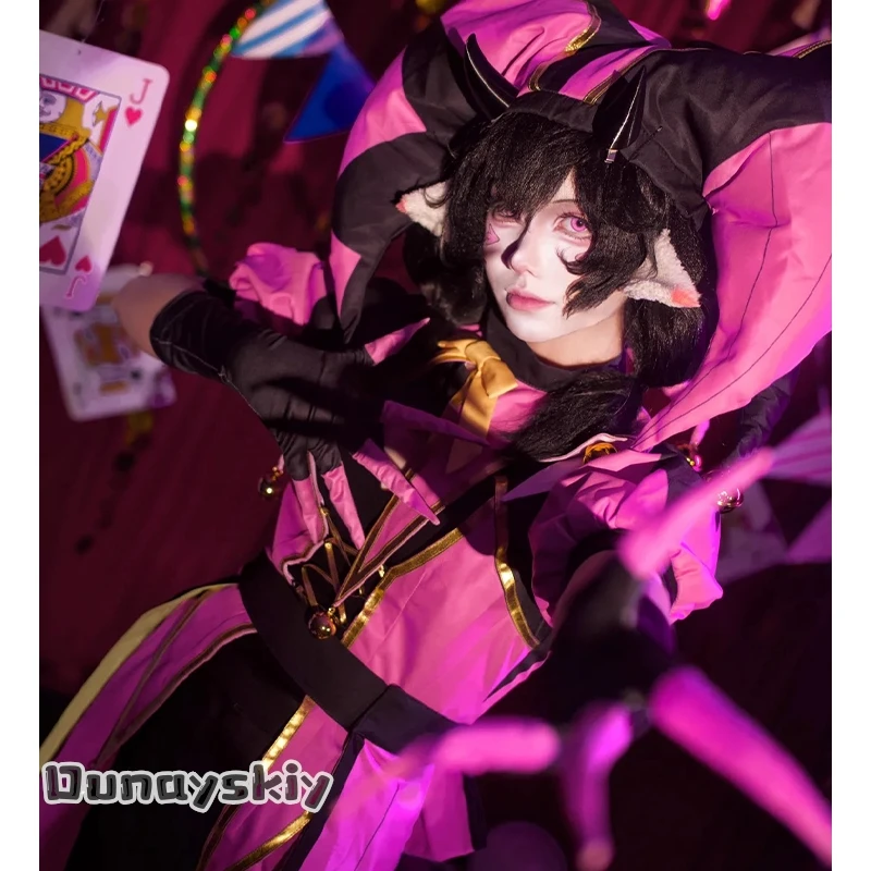 Disfraz de Cosplay CR cos%Tfc The Freak Circus Columbina, Traje de Payaso Rosa Angel, Ropa de Halloween Terrorífica Yandere Horror