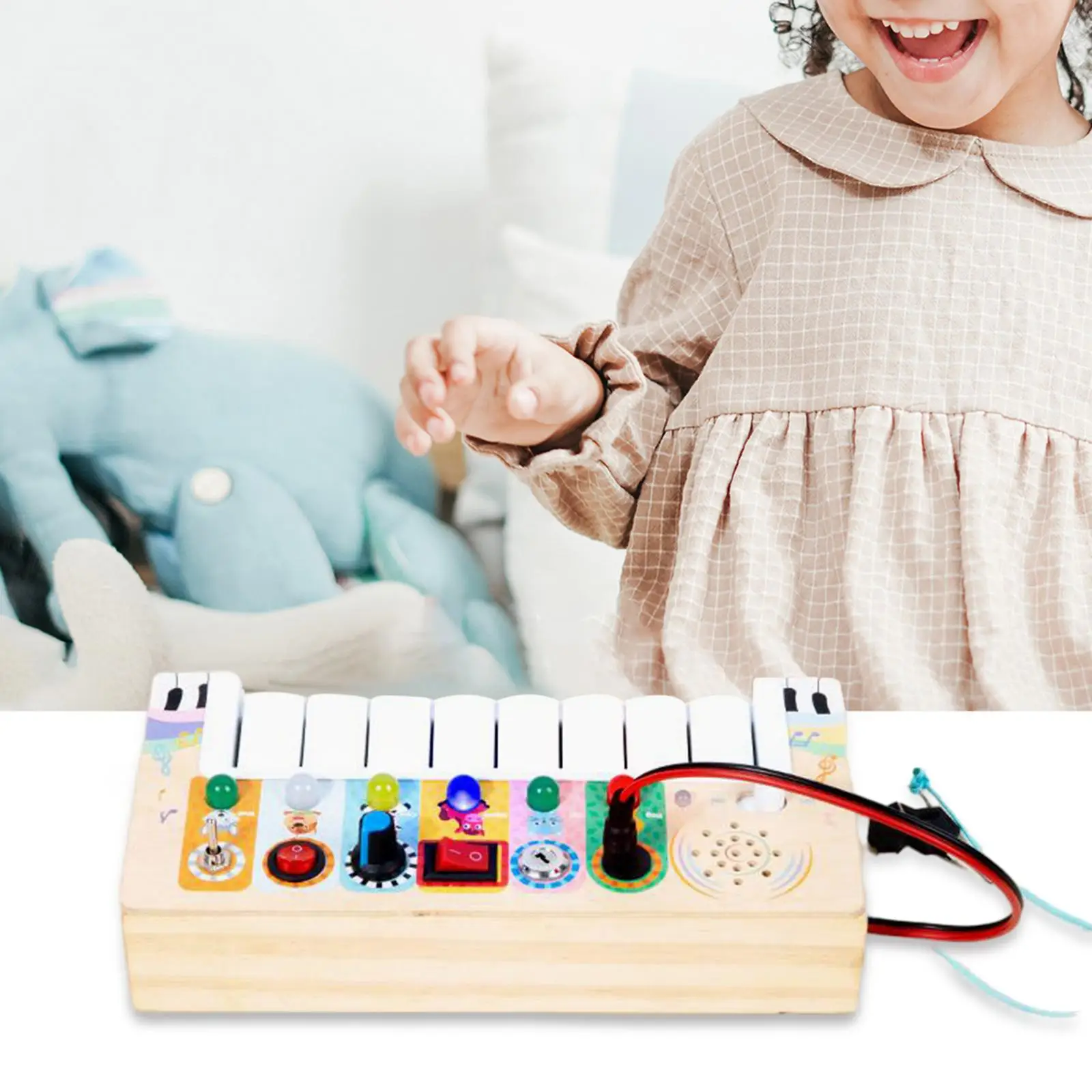 Busy Board DIY Accessories Switch Piano Toddlers Learning Cognitive for 1-2 Years Old Kids Children Girls Boys Indoor Play Game