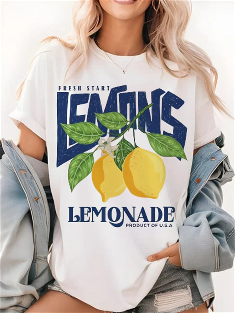 Musterdruck Urlaub Sommerdruck Damen Street Casual Weißes Top O-Ausschnitt T-Shirt Kurzarm Strand Vielseitiges Reise-T-Shirt