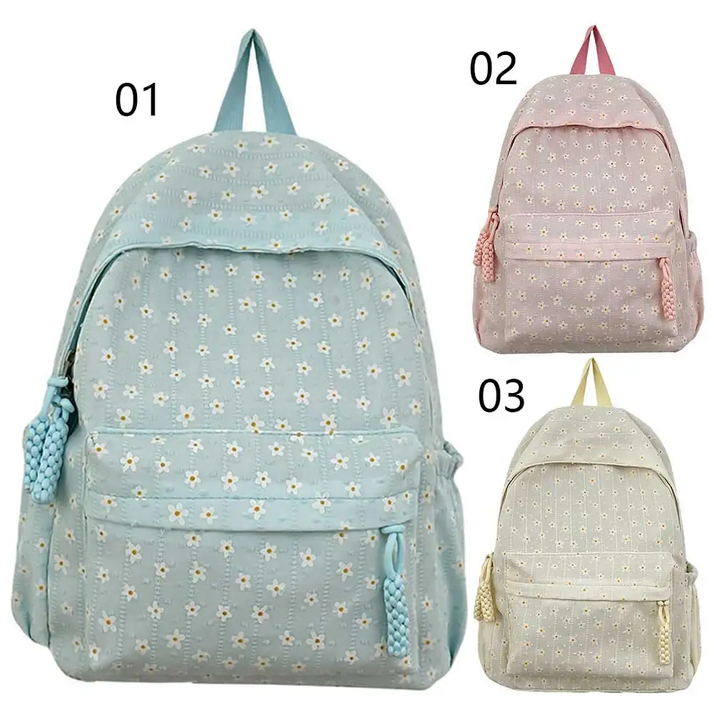 

Fashion Floral Backpack Cute Girls Backpack Multi-pockets Teenagers School Bag with Pendants Laptop Backpack Outdoor Travel Bag