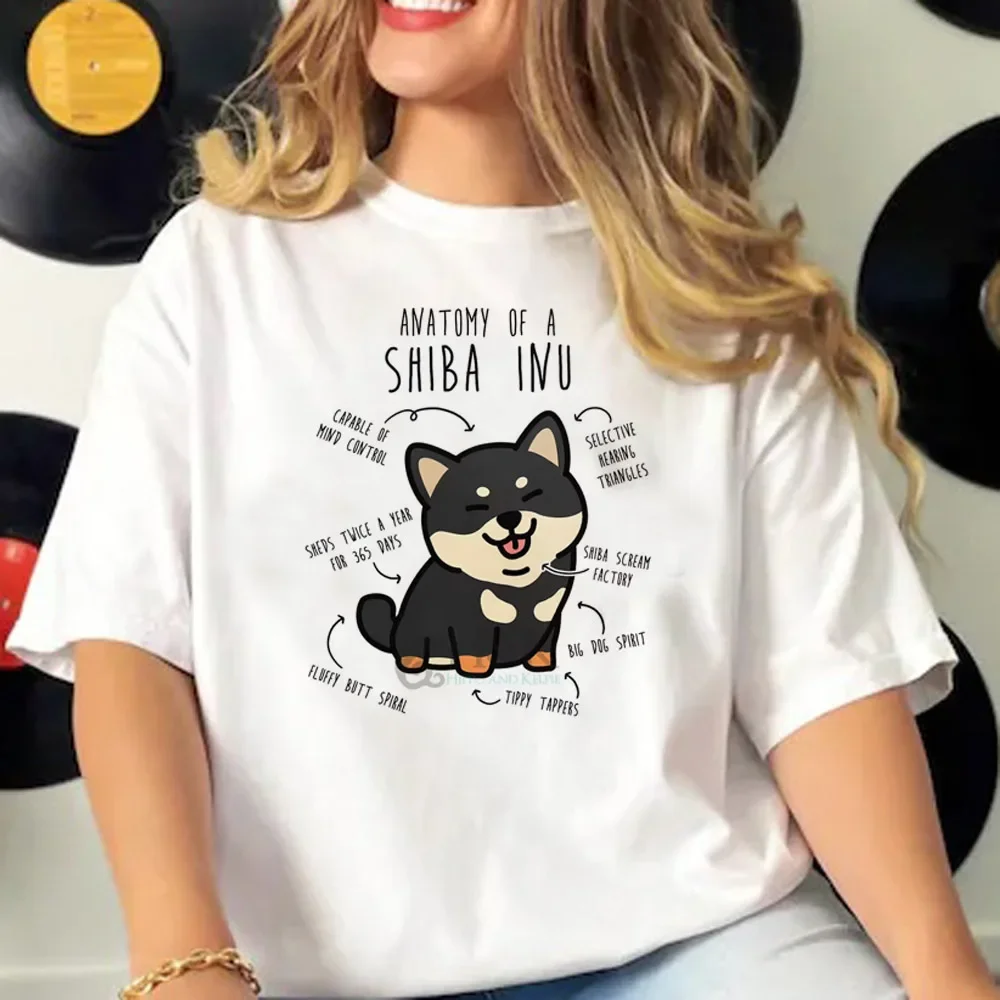 Camiseta juvenil Shiba Inu para mujer, ropa japonesa de diseñador Harajuku para chica