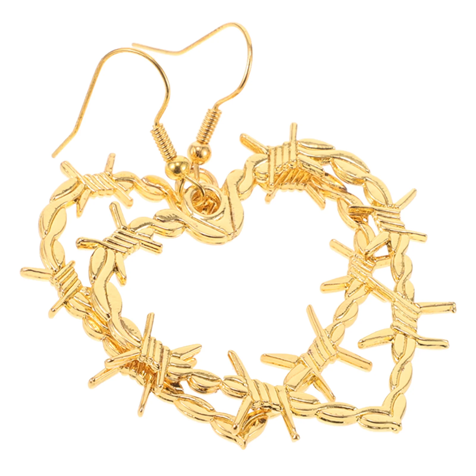 

Punk Heart Barbed Wire Earrings Gothic Jewelry Unique Finish Halloween Accessory Trendy Barbed Wire Hearts