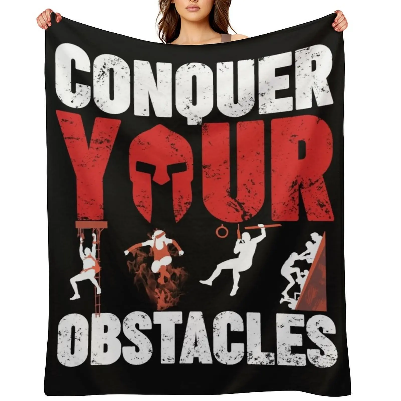 

Spartan Conquer Your Obstacle Throw Blanket Bed Fashionable Loose Hair blankets ands Blankets