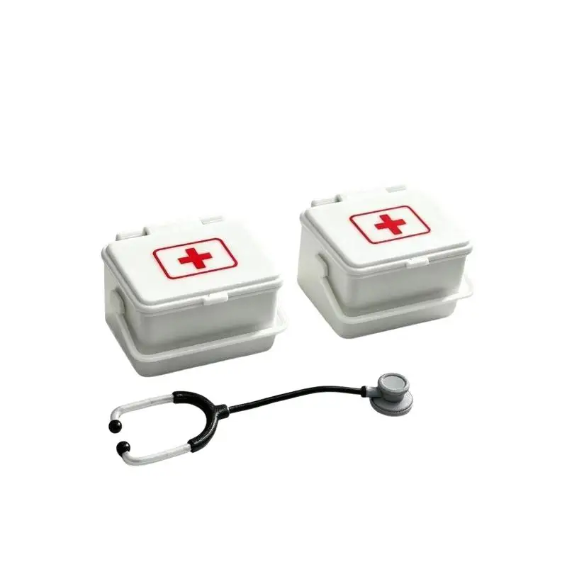 1: 12 Dollhouse Miniature Medicine Box With Stethoscope Props Pharmacy Scene Model For Doll Accessories
