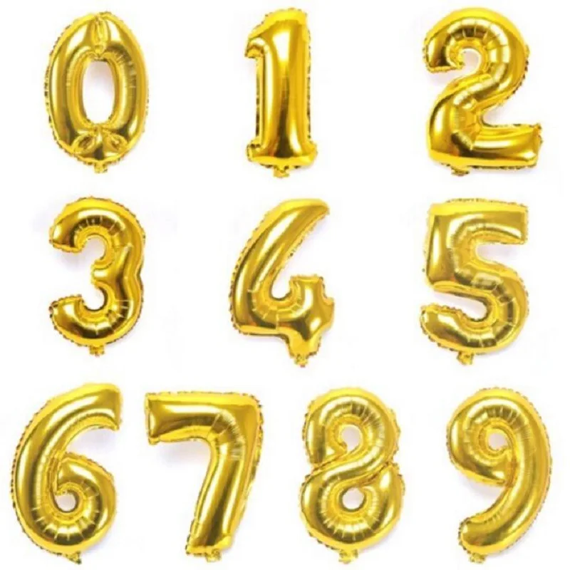 1 PCS Iridescent Rainbow Color 16 32 Inch Number Balloon Aluminium Foil Balloons Anniversary Happy Birthday Party Wedding