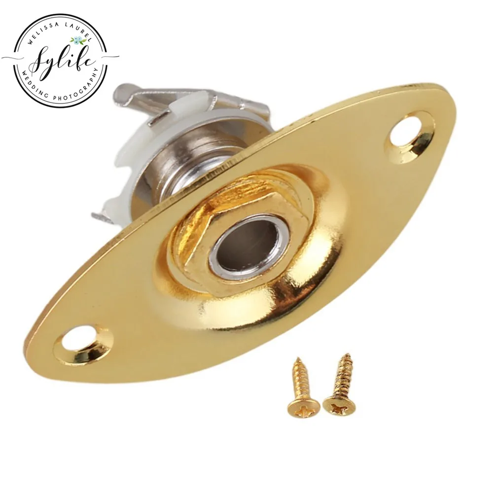 Gold ELECTRIC GUITAR JACK PLATE OVAL Dented mounting screws