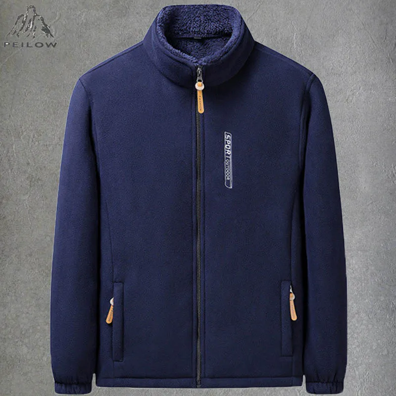

Men's Polar Fleece Jacket Winter Windproof Stand Collar Coat Zip-Up Thermal Fleece Lined Coats Casual Warm Outwear Men Clothing