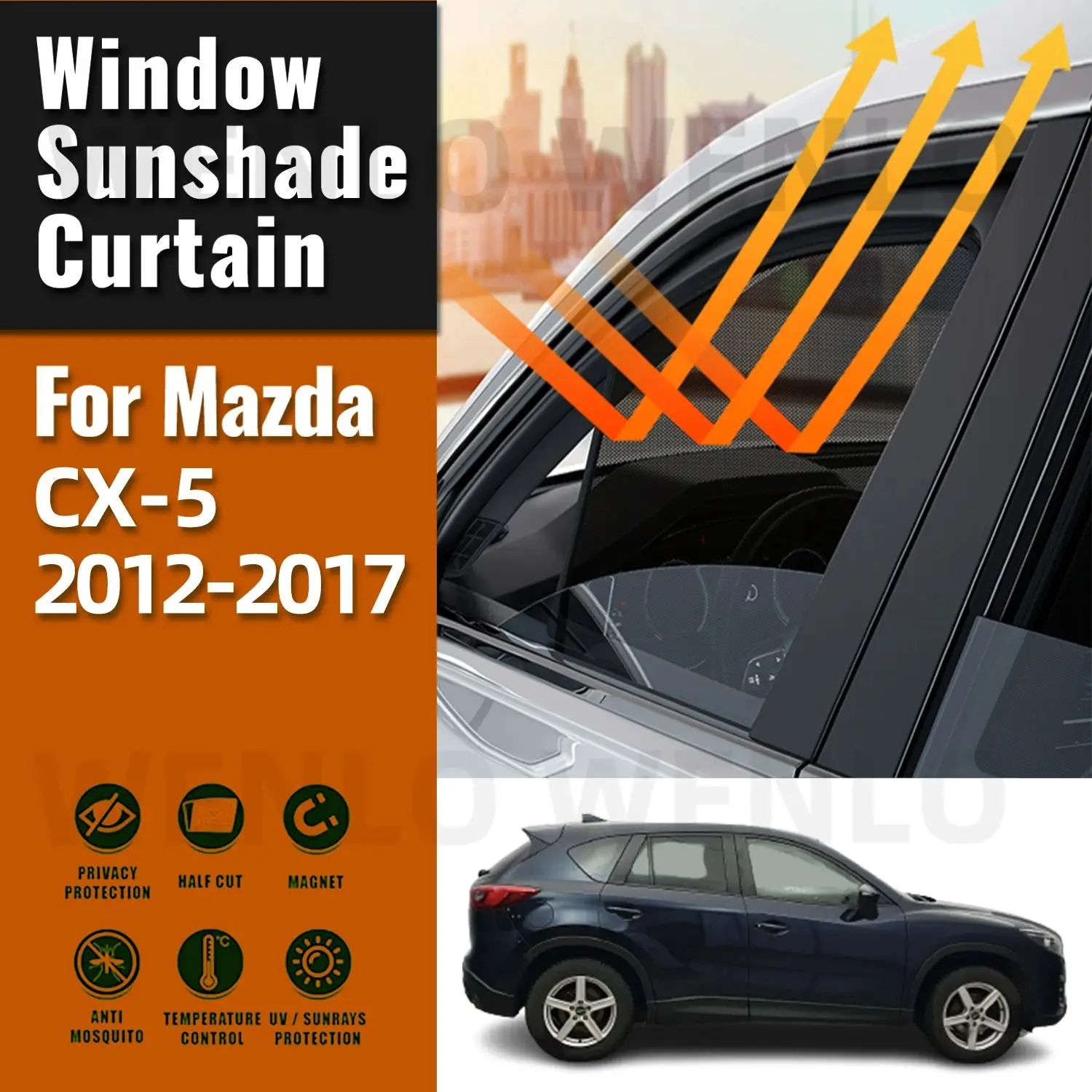 

For Mazda CX-5 2012 2013 2014 2015 2016 2017 Magnetic Car Sunshade Front Windshield Frame Curtain Rear Side Window Sun Shades