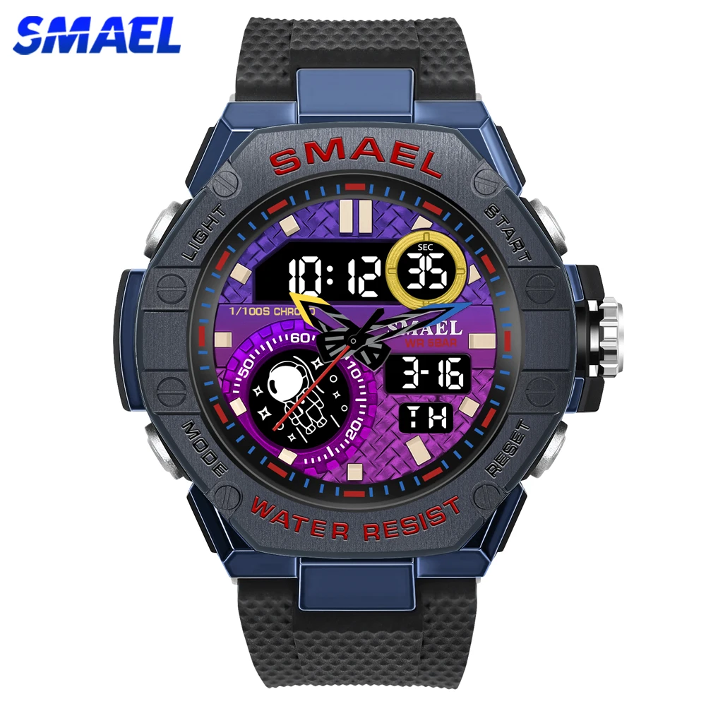 

SMAEL Men's Sports Quartz Watch Military Analog LED Digital Dual Time Display Stopwatch Alarm Waterproof Outdoor Male Wristwatch