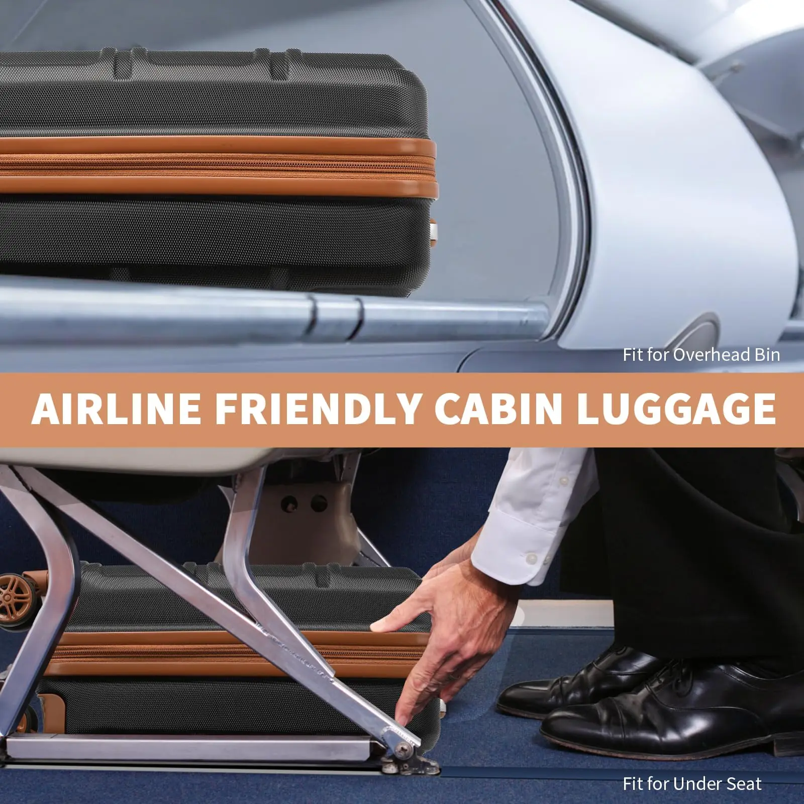 حقيبة أمتعة يدوية من كونو مقاس 45 × 36 × 20 سم، حافظة صلبة خفيفة الوزن مع 4 لفات وقفل TSA Easyjet
