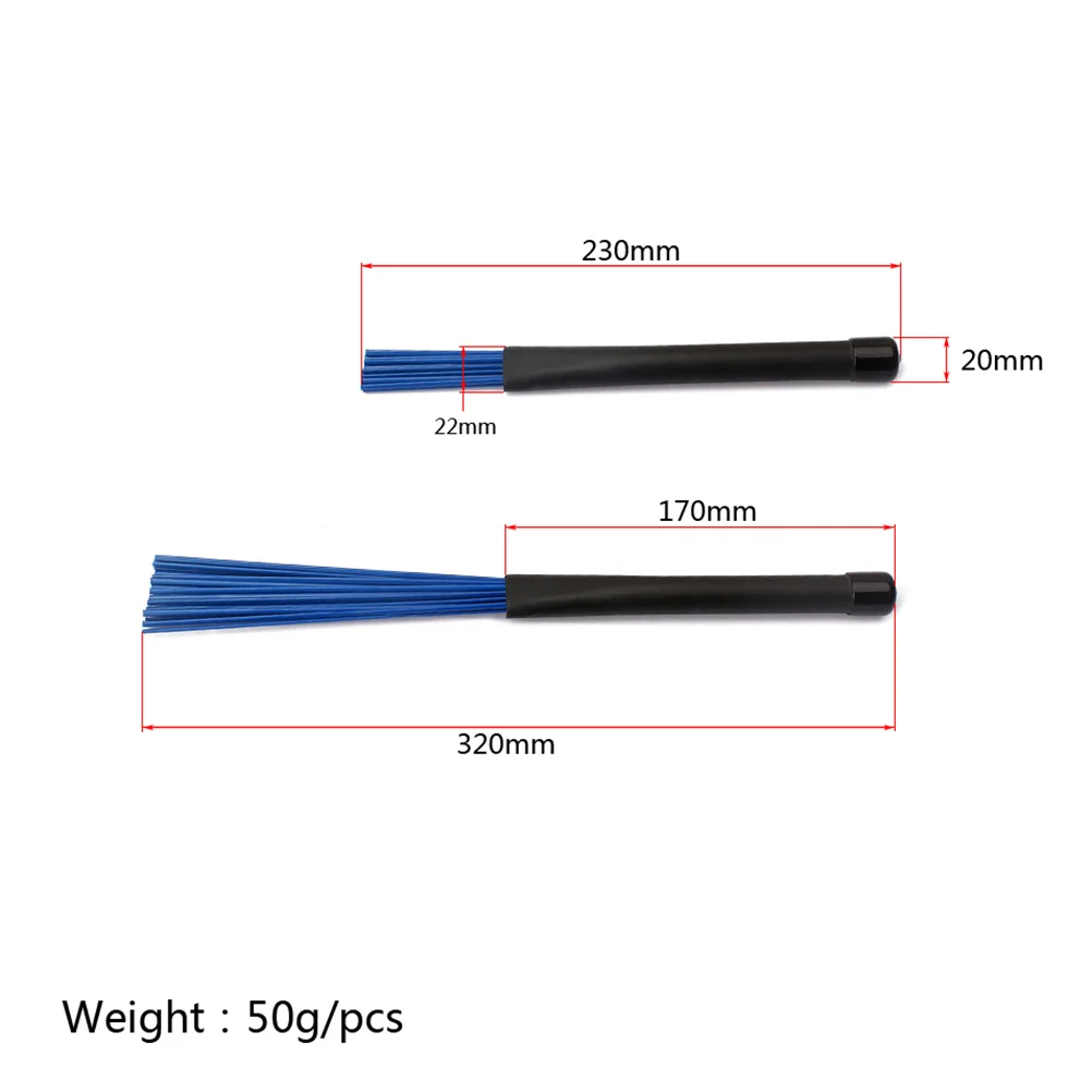 

1Pair Drum Brush Retractable Loop End Cleaning Tool Blue Black Handle for Jazz Drum Stick Durable Wear Resistant