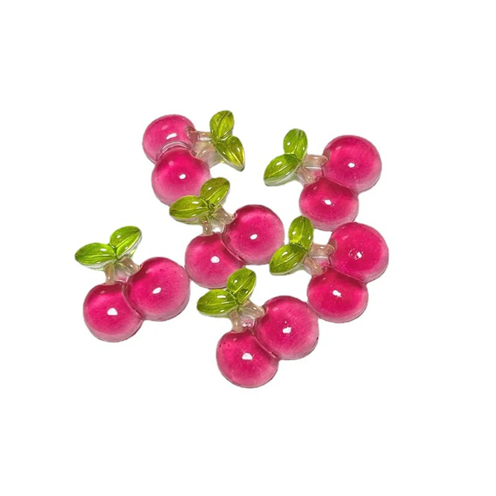 20pcs Sweet Cherry Nail Charms Flatback Resin 20-25mm Cartoon Small Cherry Slime Nails Phone Case Decoration Pink/ClearRed Parts