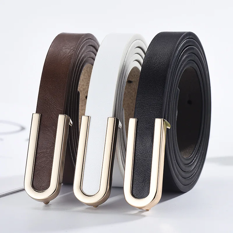 

Fashion U-shaped Snap Button Thin Belt Versatile in All Seasons Women's Belt Simple Youth Belt Paired with Jeans Women Belt