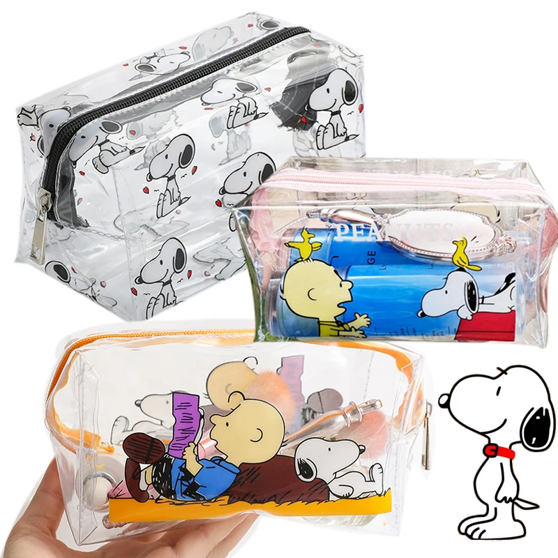 Snoopy Outdoor Girl kosmetyczka przezroczysta damska kosmetyczka Cartoon organizator podróży moda mała kosmetyczka