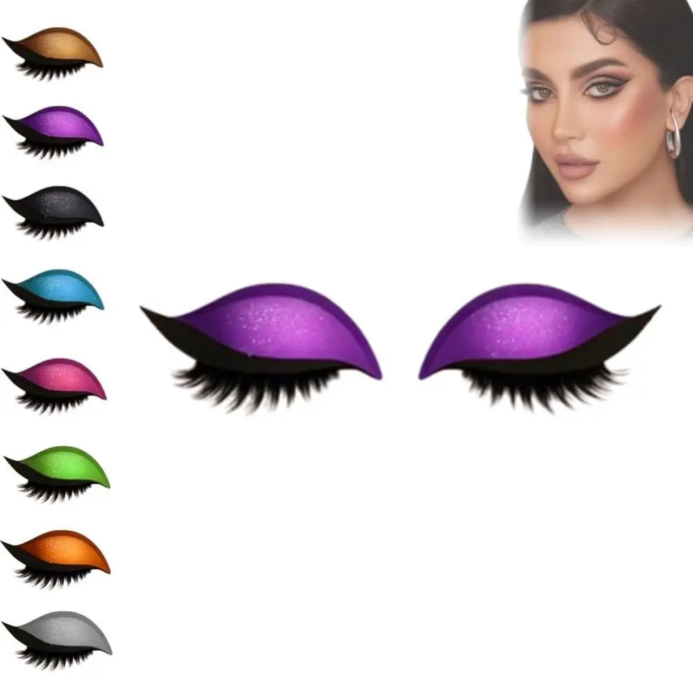 2 Pairs Self-Adhesive Lazy Eyeshadow Eyelash Patch Reusable Quick Makeup Waterproof Eyeliner Sticker Easy Use Trendy