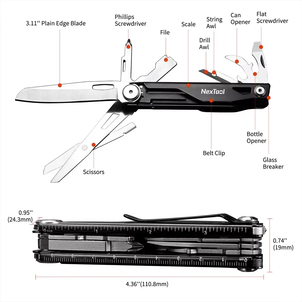 Nextool 12 In 1 Pocket Knife Knight EDC Knife Multi-tool Outdoor Folding Knife Mini Portable Folding Scissors Pocket Knife