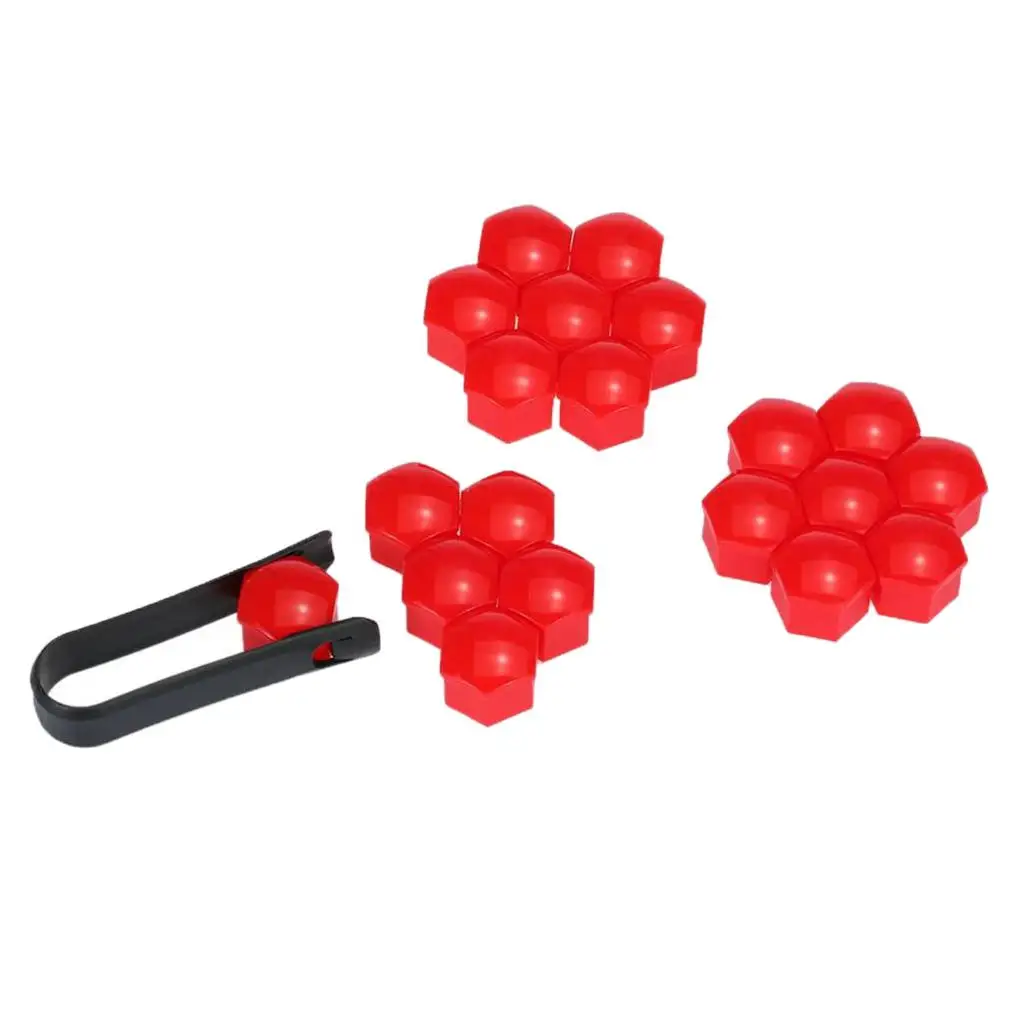 20Pcs Wheel Nut Cover Bolt Center Caps Hexagonal Protectors Black Clip