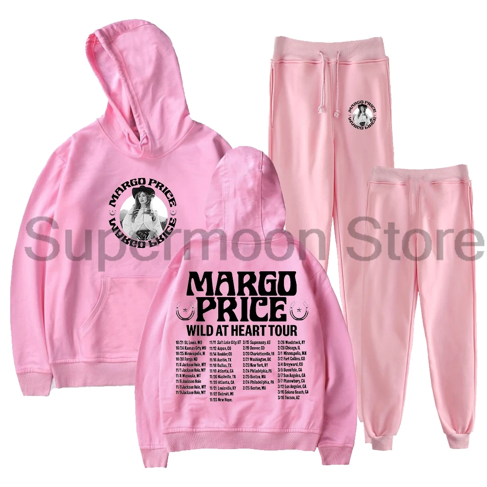 

Margo Price Wild At Heart Tour 2025 Толстовка с капюшоном Брюки для бега Комплект из двух предметов Толстовки + спортивные штаны Мужчины Женщины Комплекты одежды