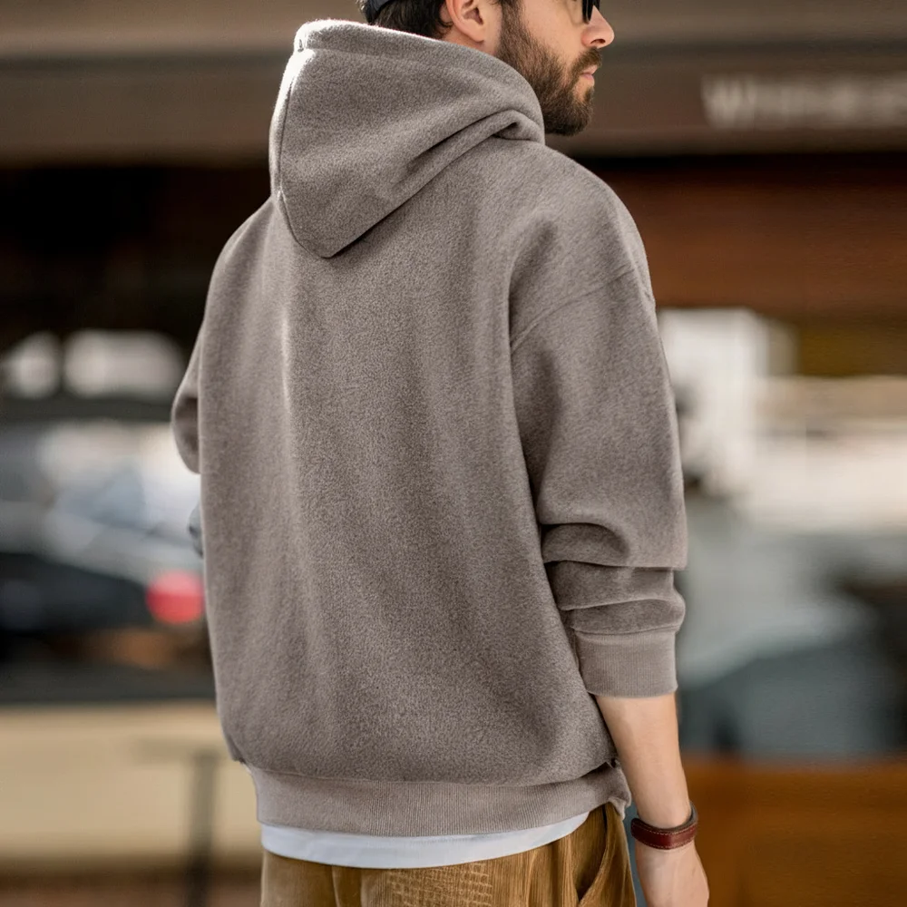 Men's Vintage Gray Heavyweight Hooded Sweatshirt with Pocket
