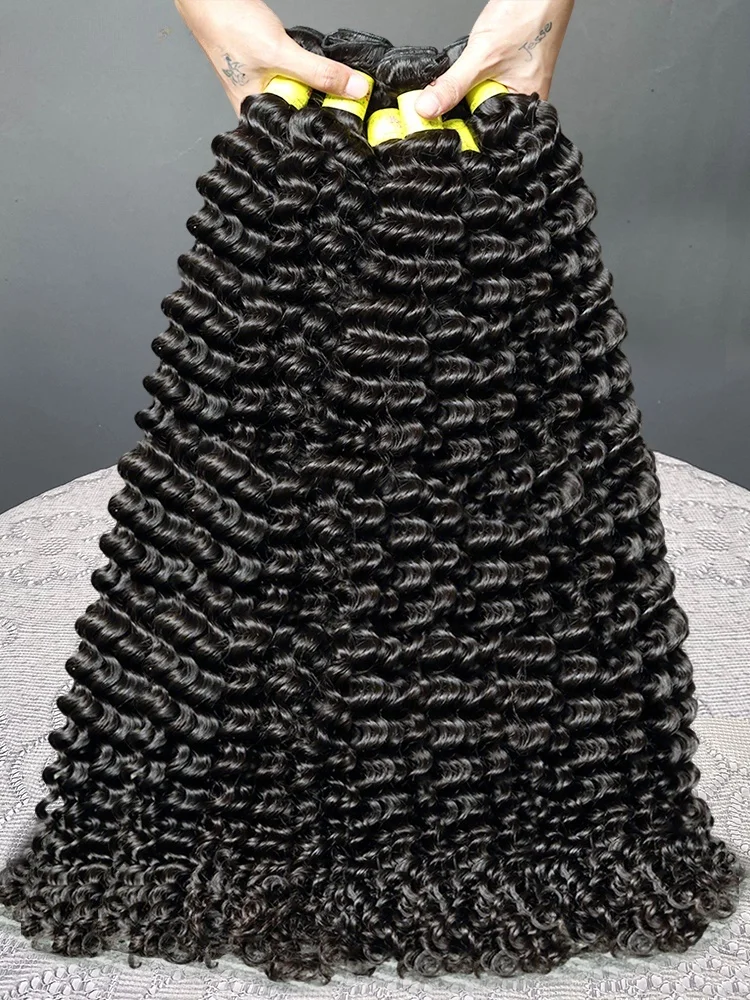 

28, 30, 32-дюймовые пучки человеческих волос с глубокими волнами, пучки вьющихся волос Remy, волнистые оригинальные натуральные волосы для наращивания, 1/3/4 пучка