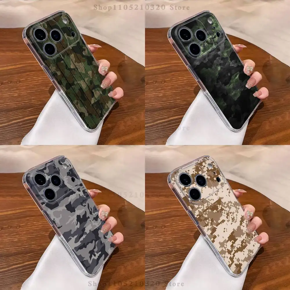 

Military Pattern Camouflage Phone Case iPhone17 16 15 14 13 12 11 Pro Max Plus Mini Clear Full Back Cover Silicone Soft Shell