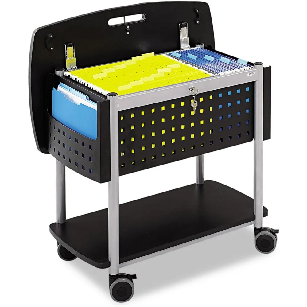 

Scoot Mobile File Cart with Work Surface, Fits Letter and Legal-Size Hanging Folders, Includes a Locking Lid & Key
