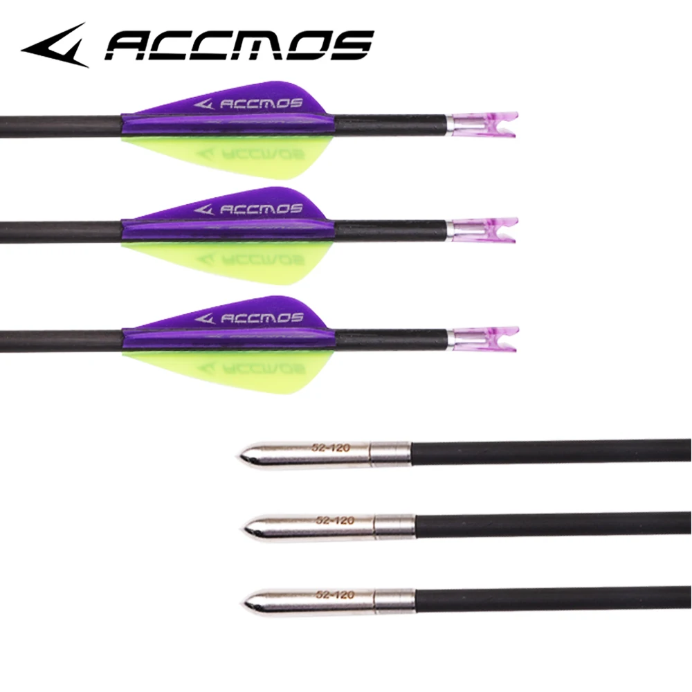 

12pcs Archery 40T Carbon Arrow ID 3.2mm 29inch Spine 350 400 500 600 700 800 900 1000 +-0.009" for Bow Hunting Shooting Training