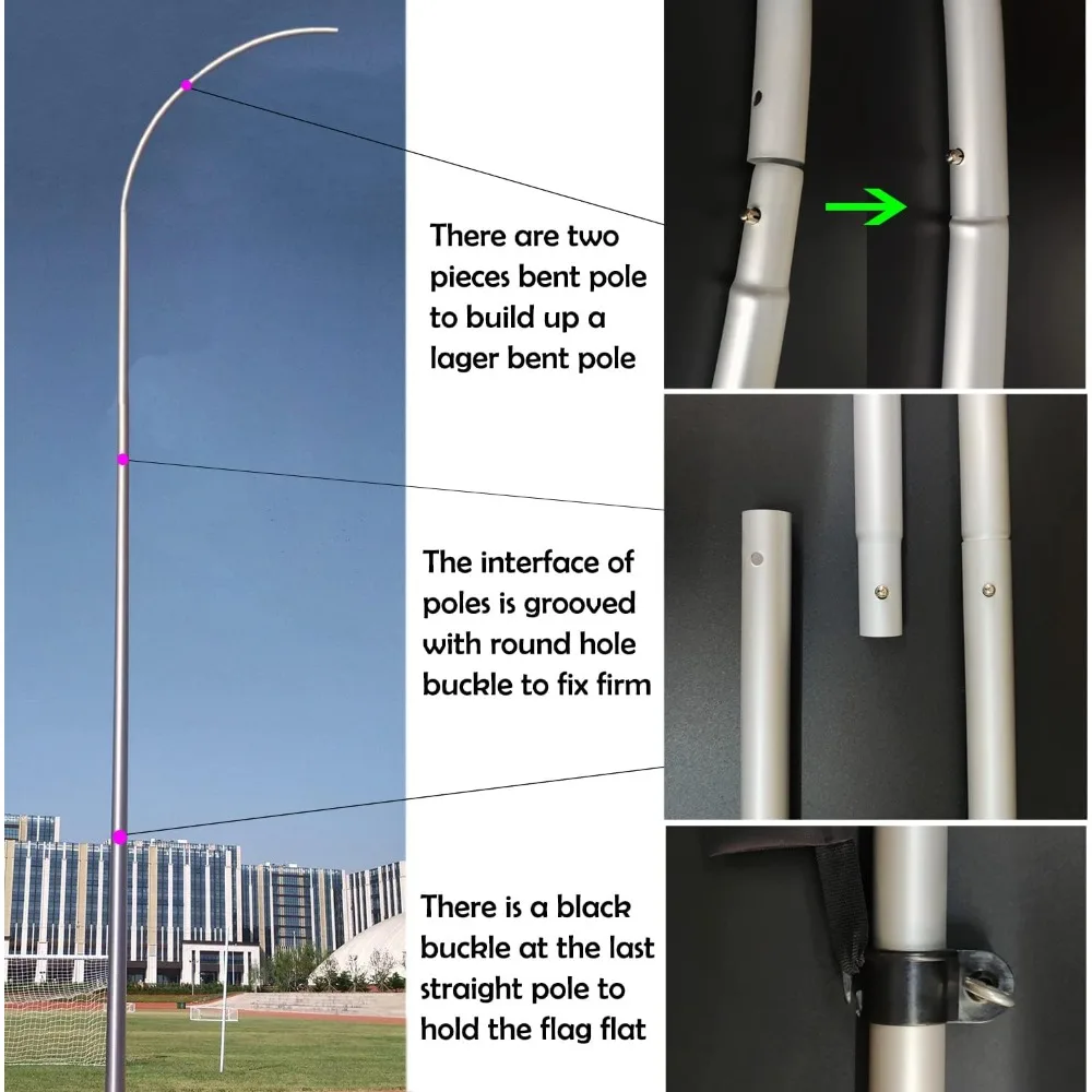 2 Packs Flag Pole with 2 Packs Ground Stake,15 Feet Complete Feather Flag Pole Kit for Business Advertising Silver