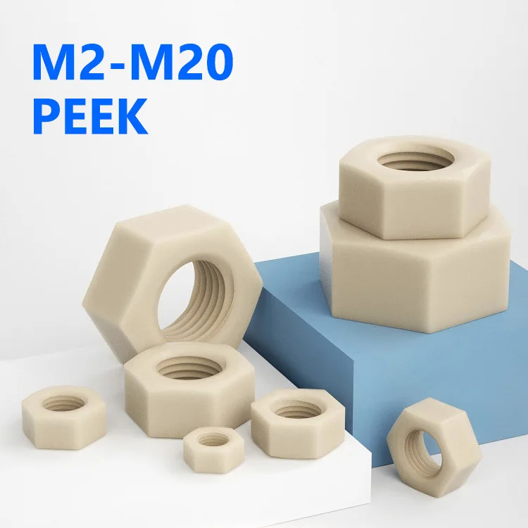1/2Pcs PEEK Plastic Insulation Hexagon Nut M2 M2.5 M3 M4 M5 M6 M8 M10 M12 M14 M16 M18 M20 for DIY Electronics 3D Printer