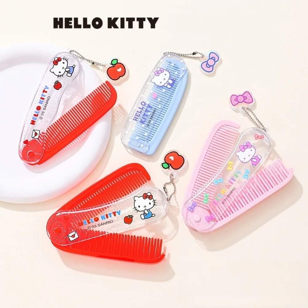 

Sanrio Genuine Foldable Hair Comb with Mirror Hello Kitty Kuromi Cinnamoroll Kawaii Massage Brush Styling Tool Girls Gifts