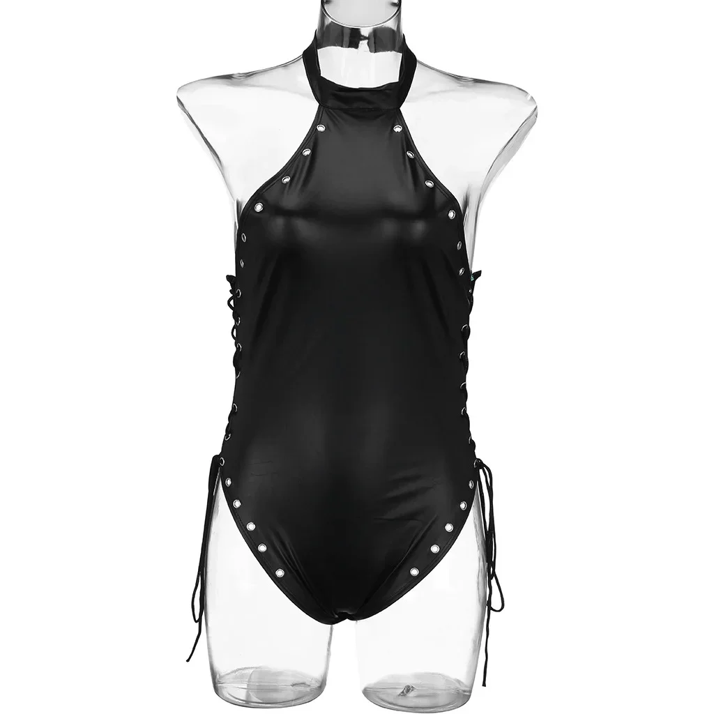 Sexy Lingerie for Women Body PU Leather Strap Bodysuit Pornographic Underwear Black Exotic Jumpsuit Sex Outfit Clubwear