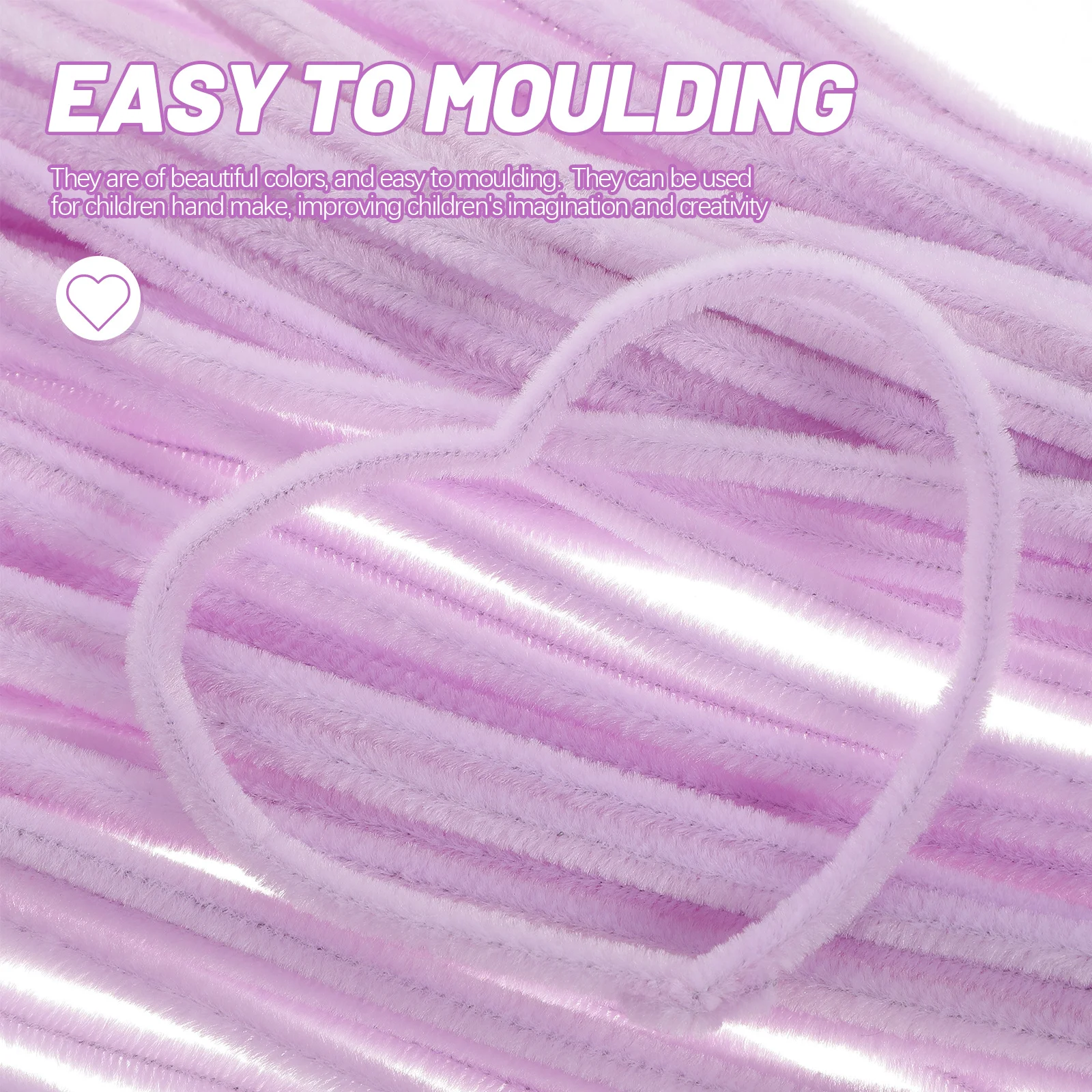 100 pezzi bastoncini twistabili aste floccate pieghevoli per bambini forme di pittura fatte a mano modellazione sviluppo creativo viola chiaro